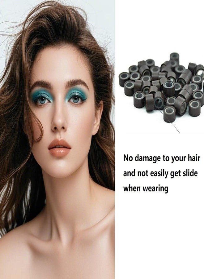 AYIBO 1000Pcs MicroLink Beads for Hair Extensions, 5mm Silicone Lined Beads Microlink Rings Hair Extensions Tool, Brown - Image 2